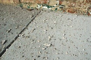 paint chips on sidewalk