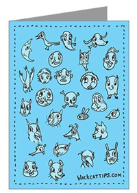 blue blackcatips greeting card