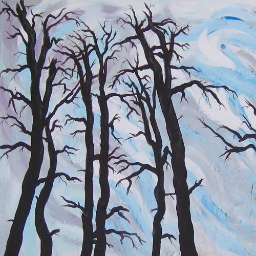 oaks at winter sunset