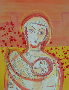 orange mother and child